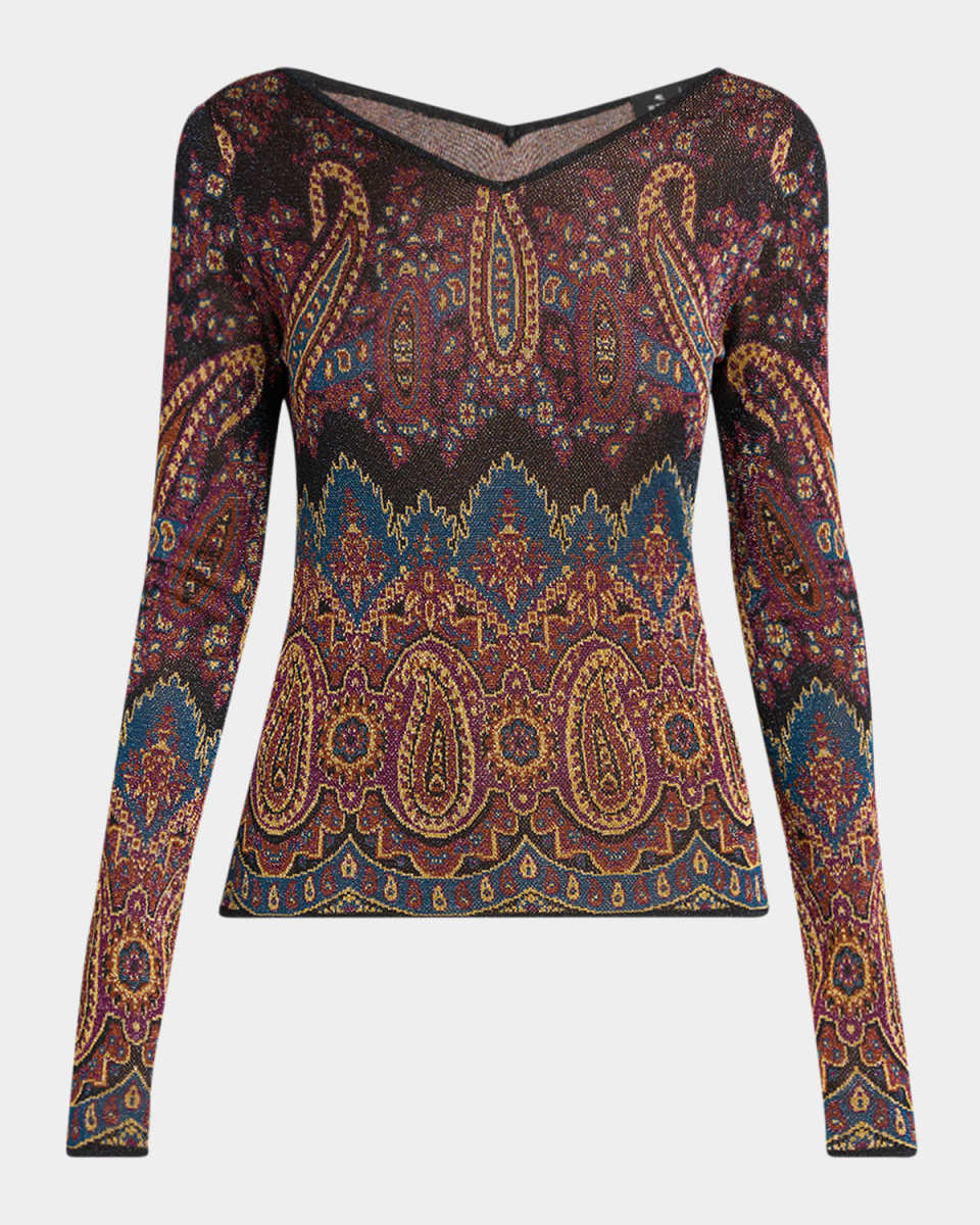 Metallic Midnight Dream Knit V-Neck Sweater